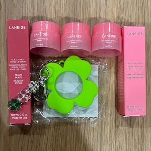 LANEIGE Pink Lip Sleeping Mask & Peach Glaze Tinted Lip Serum Set